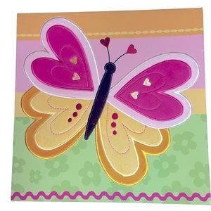 SET OF TWO Amy Coe Wall Hangings Yellow Green Pink 11 3/4” Square Nursery Girls